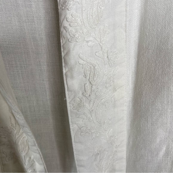CP Shades Irish Linen Embroidered Open Jacket In White Women's Size M - Picture 7 of 7
